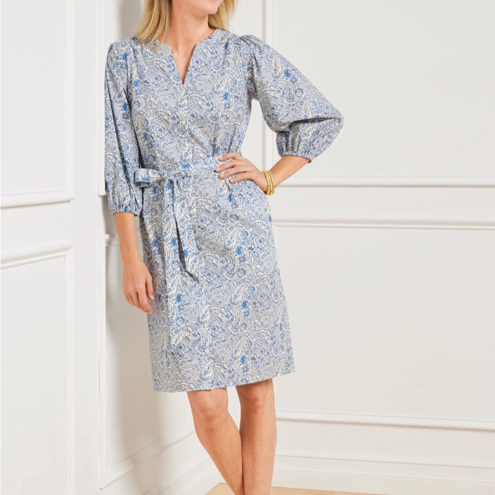 Elegant Blue Paisley Dress
